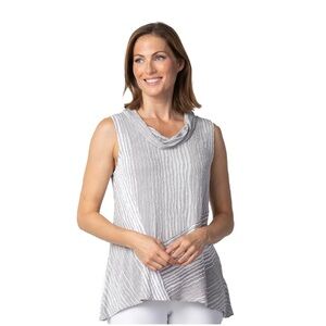 Striped Sleeveless Top - Gray